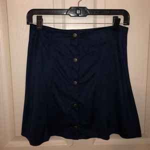 Navy blue suede skirt